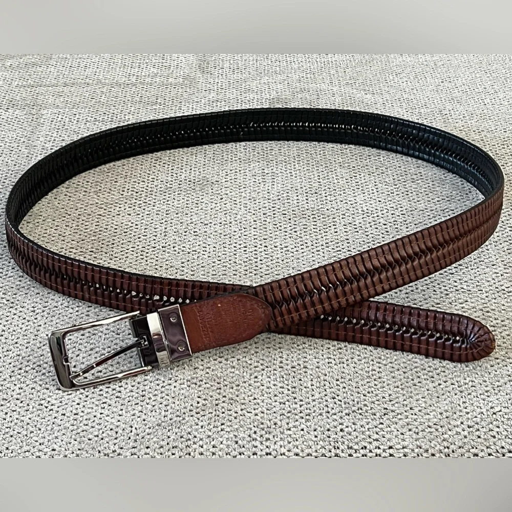 Reversible Woven Leather Belt 44‎